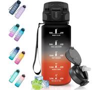 Kalanka-Gourde Sport, 0.5l Anti-Fuite, Gourde Paille, Sans Bpa, Gourde Avec Paille, Réutilisable, Gourde, Facile À Transporter, Bouteille D'eau Pour Cyclisme, Fitness, Yoga, Camping, Noir Rouge