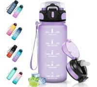 Kalanka-Gourde Sport, 0.5l Anti-Fuite, Gourde Paille, Sans Bpa, Gourde Avec Paille, Réutilisable, Gourde, Facile À Transporter, Bouteille D'eau Pour Cyclisme, Fitness, Yoga, Camping, Violet Clair