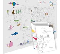 KALANKA-® Grand Poster Coloriage XXL Monde! Activité Éducative & Créative Enfants. Des Heures de Jeu & Découverte (Continents, Cultures). Cadeau Ludique Apprentissage Géographie.