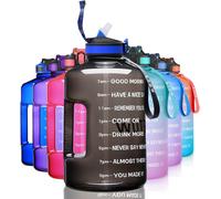 Kalanka-Grande Bouteille D'eau De 2,2 L Avec Pailles Sans Bpa - Réutilisable - Avec Indicateurs De Temps - Avec Poignée Solide - Pour Le Sport, Le Fitness, L'air Libre, La Randonnée - Noir