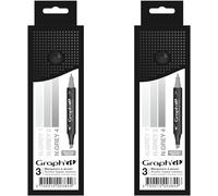 Kalanka-Graph`It Marker Set De 3 Marqueurs À Alcool Double Pointe Pour Dessin De Manga Et Illustration, Pointe Fine Et Biseautée - Set Neutral Grey (Lot De 2)