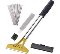 KALANKA-Grattoir Vitre plancha avec 10 Lames, grattoir plaque vitrocéramique induction 13inch Long Manche, Lames en Acier Au Carbone 100mm, pour Carrelage, Papier Peint, Colle, Miroir, La Table de Cu