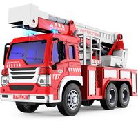 KALANKA-Gros Camion de Pompier, Véhicule Pompiers XXL avec Échelle, Sonore et Lumineux, Grand Realiste Maquette Camions, Voiture à Friction Jouet, Cadeau Enfant 3 4 5 6 7 8 Ans - Rouge