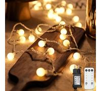 KALANKA-Guirlande Lumineuse Sphérique, 15M 120LED Guirlande Lumineuse d'Extérieur/intérieur avec Prise, 8 Modes avec télécommande pour Chambre à Coucher, Intérieur, Jardin, Noël et Mariage (Blanc Cha