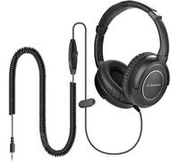 KALANKA-HF039 - Long câble spiralé pour TV, câble de 5 m, Casque Supra-auriculaire, Sortie Audio de 3,5 mm, Casque Son stéréo avec Fil spiralé, contrôle du Volume en Ligne