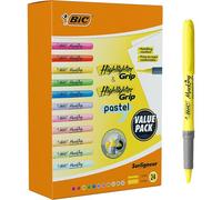 Kalanka-Highlighter Grip Surligneurs Pointe Biseautée - Couleurs Fluo Assorties Intenses Et Pastel, Boîte De 24