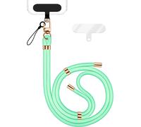 Kalanka-Holdme Lanière Universelle Pour Smartphone & Coque De Téléphone Portable, Cordon En Nylon Réglable, Sangle De Cou, Bandoulière Avec Mousqueton (Or) & 2 Patches, Lanyard, Couleur:Turquoise