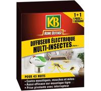 KALANKA-HOME DEFENSE MDIFF - Diffuseur Prise Multi-Insectes + Recharge 35 ml - Prise anti-insectes (moustiques, mouches, mîtes, etc) - Protège des insectes pendant 45 nuits -Efficace même fenêtre ouv