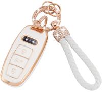 Kalanka-Housse Pour Clés De Voiture Pour Audi A6 A6l A7 A8 A8l Q7 Q8 S6 S7 Sq7 Sq8 Rs6 Rs7 E-Tron 3 Boutons Housse De Protection Pour Clés En Tpu Souple Avec Cordon Pour Porte-Clés (Ad-3l)