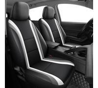 Kalanka-Housses De Siège Avant De Luxe Olympia - Noir Avec Rayures Grises Et Blanches - En Cuir Synthétique - Ajustement Universel - Compatible Avec Airbag