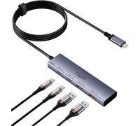 KALANKA-HUB USB C 10Gbps, Adaptateur USB C vers 2 C 2 A Port avec Câble de 120 CM, USB C Multiple Compatible avec iPhone 16,MacBook Pro Air,iPad Air,Surface Pro 9, Boîtier en Aluminium