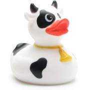 KALANKA-I Canard de bain vache noire et blanche I Canard couineur - L : 8 cm I Canard de bain I Cadeau pour les amis des animaux I Collectionneur de présent