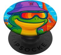 Kalanka-I Love Paris, Cool Paris Green Frog Cartoon Illustration Popsockets Popgrip Adhésif
