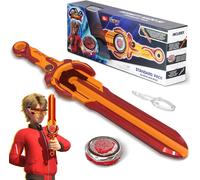 KALANKA-INFINITY NADO toupie métallique, avec Lanceur d'épée, toupie Lumineuse, pour Enfants garçons Filles de 5, 6, 7, 8, 9, 10 Ans et Plus, Blazing War Bear, Rouge.