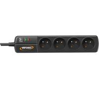 KALANKA-Infosec S4 Line II Multiprise avec 4 Prises FR/Protection Parafoudre Noir