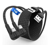 KALANKA-iPhone Fast Charge Cable [1M/Pack of 2] MFi Certified iPhone Charger Cable Right Angle 90 Degree Lightning Cable Nylon Braided Cord Charger Wire for iPhone 14 13 12 11 Pro Max XS XR X 8 7 SE,