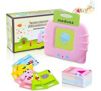 KALANKA-Italien Standard, Flashcard Jouets Éducatifs pour Enfants de 1 à 6 Ans, 120 Feuilles 240 Mots pour l'apprentissage Audio, Jouets Sensoriels Montessori pour La Logopédie de l'autisme Rose