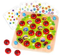 KALANKA-Jardin des Coccinelles, Jeu de Mémoire en Bois pour Enfants dès 3 Ans ¿ Jeu de Société Éducatif pour Enfants de 3 4 5 Ans ¿ 10 Décors ¿ Puzzle en Bois Enfants ¿ Cadeau pour Fille et Garçon