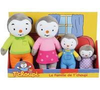 KALANKA-JEMINI 024229 T'CHOUPI Coffret Famille 4 Peluches +/- 19 CM : Papa, Maman, T'Choupi et Fanny, Noir/Blanc