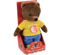 KALANKA-JEMINI Peluche Musicale Petit Ours Brun 21 Cm Chante Le Générique De La Série TV Licence Officielle Finition Douce Jouet D¿Éveil Premier Âge Lavable En Surface 023799