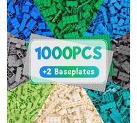 KALANKA-Jeu De Briques De Construction Avec 1000 Pièces Et 2 Plaques De Base \u2013 Briques Compatibles, 8 Couleurs, 19 Formes, Jouet De Construction Pour Enfants Dès 6 Ans, Blocs De Construction (Co