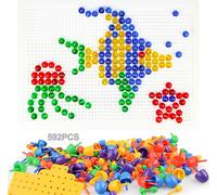 KALANKA-Jeu d'emboîtement Mosaïque, 592 pièces Briques Jeu de Construction, Creative Mosaïque Puzzle Enfant, Jeux Educatif Cadeau pour Enfant 3 4 5 Ans