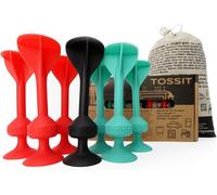 KALANKA-Jeu Fléchette Ventouse, Pétanque Intérieur Extérieur pour Sol et Mur, Silicone Puissant et Durable, Starter Pack, Rouge Cyan