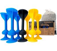 KALANKA-Jeu Fléchette Ventouse, Pétanque Intérieur Extérieur pour Sol et Mur, Silicone Puissant et Durable, Starter Pack, Bleu Jaune