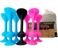 KALANKA-Jeu Fléchette Ventouse, Pétanque Intérieur Extérieur pour Sol et Mur, Silicone Puissant et Durable, Starter Pack, Rose Bleu