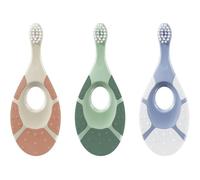 Kalanka-Jordan ® Step 1 Green Clean Brosse À Dents Bébé Durable 0-2 Ans Poils Biosourcés Extra Doux, Manche 84% Recy nneau Mordant Doux Couleurs Mélangées 3 Unités