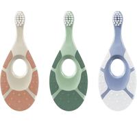 Kalanka-Jordan ® Step 1 Green Clean Brosse À Dents Bébé Durable 0-2 Ans Poils Biosourcés Extra Doux, Manche 84% Recyclé, Anneau Mordant Doux Couleurs Mélangées 3 Unités