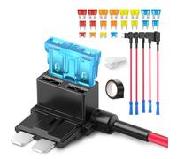 Kalanka-Jorest 6pcs Porte Fusible Voiture Adaptateur Kit,3 Types Standard Mini Micro Add A Circuit Prise Fusibles,12-32v Automobile Piggyback Avec 20pcs (5a 10a 15a 20a) Lame Fusibles+Aande Adhésive+