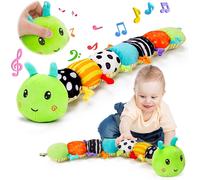 KALANKA-Jouet Bebe 0 3 6 Mois Jouet Peluche Chenille Musicale, Jouet Sensoriels Montessori, Jeux Eveil Bebe 0-3 3-6 Mois avec Hochet Miroir Bebe, Cadeau Naissance Garcon Fille 0-6 Mois