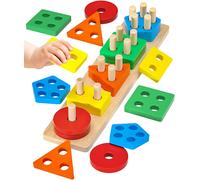 KALANKA-Jouet Bebe 1 2 3 Ans Jeux Montessori Enfant 1 2 3 Ans Jeu Educatif en Bois Puzzle à Empiler et de Tri Cadeau Garçon Fille