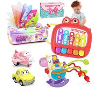 KALANKA-Jouet Bebe pour 6 à 12 Mois,5 in 1 Montessori Jeux Bébé Eveil,Jeux Montessori 1 2 3 an,Cube d'activité Bébé,Xylophone,Boite Mouchoir Bebe,Jouet Sensoriel Cadeau Fille Garçon 6 9 12 Mois