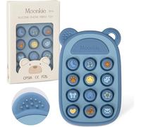 KALANKA-Jouet Dentition Bébé, Téléphone Silicone pour Enfant, Pop It Jouets, Anneau Dentition Bebe, Sans BPA, Jeux Eveil, Jouet Bebe 3 Mois+, Cadeau Naissance Garcon & Fille(Éther)