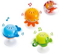 KALANKA-Jouet en Bois Hochets Bébé Animaux Marins à Ventouse - 3 Jeux d'Éveil pour Bébé Fille et Garçon - Baleine, Pieuvre, Tortue Musicale - Jouets Sensoriels, Anneaux Dentition pour les Bébés