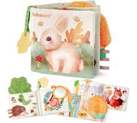 KALANKA-Jouet Eveil Bebe 0-3 Mois Livre Tissu Bébé Eveil 0-3 6 Mois, Livre Sensoriel Bebe Animaux Tissu Livre bébé avec Anneau Dentition et Miroir, Tummy Time Cadeau Naissance Fille Garcon
