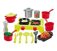 KALANKA-Jouets - 2649 - Dînette Réchaud -100 % Chef - Ustensiles, vaisselle, aliments - Jeu d'imitation -21 pièces - Dès 18 mois - Fabriqué en France