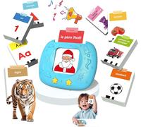 KALANKA-Jouets éducatifs de la Parole pour Tout-Petits, Cartes-Flash réalistes améliorées, Mots visuels français avec Sons, Accent français, kit Jeu Montessori pour Enfants d'âge préscolaire (Bleu)
