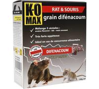 KALANKA-K-OMAX - Raticide & Souricide - Pâte difénacoume - Mélange 3 céréales - Traîtement extérieur- 150 g