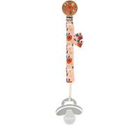 Kalanka-- K216005 - K'doux - Attache-Tétine En Tissu Et Bois Fsc - Bi-Matière Coton Doux Et Mousseline - Attache-Sucette Pour Bébé - Motif Coquelicot - Dès La Naissance - Rose Pâle - 16,5 Cm