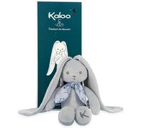 KALANKA-Kaloo - Lapinoo - Pantin Lapin - Peluche Bébé Bi-Matières Jersey et Tricot - 25 cm - Couleur Bleu - Matières très Douces - Boîte Cadeau - Dès la Naissance, K969939