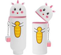 KALANKA-Kawaii Federmäppchen, 2-in-1 Weiche Silikontasche - Kawaii, Kinder Federmäppchen, Silikon, Stile, Mit Stressabbau-Spielzeug (Rosa Einhorn)