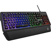 KALANKA-Keyz Palladium Clavier Gamer AZERTY Filaire USB - Rétro-Éclairage RGB LED Multicolore, Repose-Poignets Magnétique, 26 Touches Anti-ghosting, Durable - PC PS4 Xbox One (Noir)