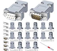 KALANKA-Kit adaptateur DB9,Adaptateur terminal RS232 9PIN,Connecteurs à souder D-SUB mâle/femelle,Couvercle plastique DB9(5PCS mâle + 5PCS femelle)
