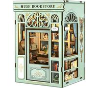 KALANKA-Kit Book Nook DIY Maquette - DIY Miniature House Bibliotheque Bois Décoration Créative pour Bureau et Intérieur, Cadeau Élégant pour Amoureux des Livres (Muse Bookstore)