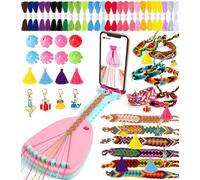 KALANKA-Kit Bracelet Fille, Kit d'artisanat de Bracelet d'amitié avec Support de Téléphone et 35 Fils avec 16 Décorations DIY, Kit Créatif Enfant Jouets, Cadeaux d'anniversaire pour âgés 6 7 8 9 10 1