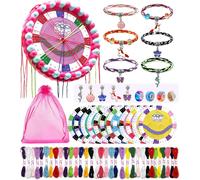 KALANKA-Kit Bracelet Fille, Kit d'artisanat de Bracelet d'amitié pour Filles avec 48 Fils et 6 Cartes de Tressage DIY Kit Créatif Enfant Jouets pour Filles de 6 à 12 Ans Cadeaux d'anniversaire de Noë