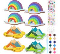 KALANKA-Kit de Bricolage en Bois, 8 Pièces Kit Bricolage Enfant 3D Arc en Ciel et Montagnes en Bois à Peindre, DIY Kits de Loisir Creatif pour Enfants, Peinture et Artisanat